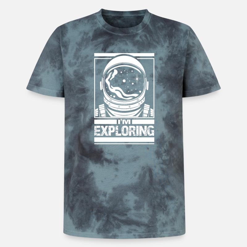 J’explore - T-shirt tie-dye premium unisexe - noir/bleu