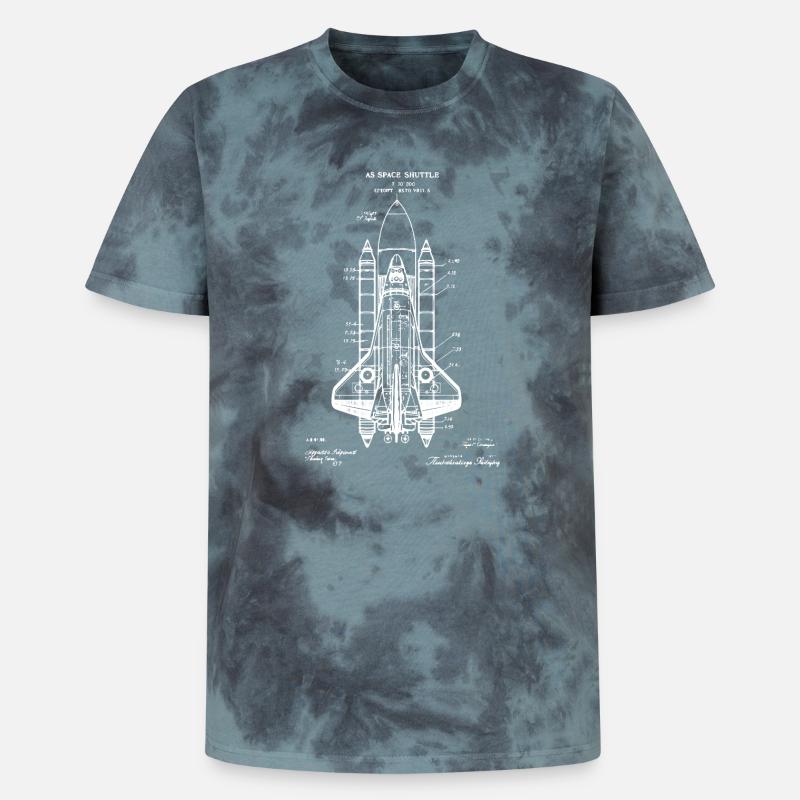 Plan de la navette spatiale - T-shirt tie-dye premium unisexe - noir/bleu