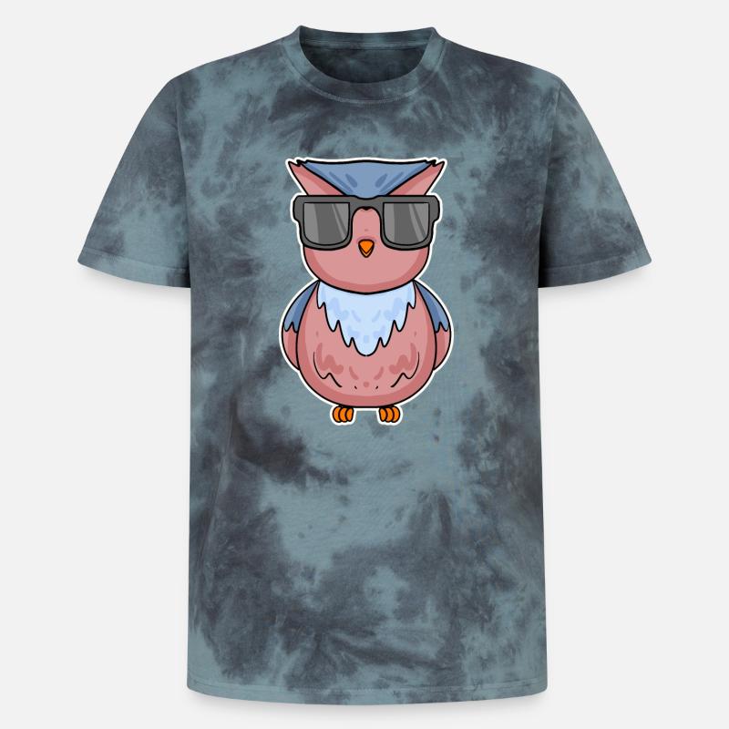 Eule mit Brille - Unisex Premium Tie Dye T-Shirt - Schwarz/Blau