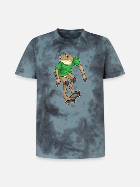 Frog Skater Skateboard - Unisex Premium Tie-Dye T-Shirt - Black/Blue