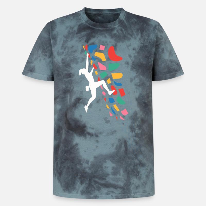 Boulder-Kletterer Bunte Griffe - Unisex Premium Tie Dye T-Shirt - Schwarz/Blau