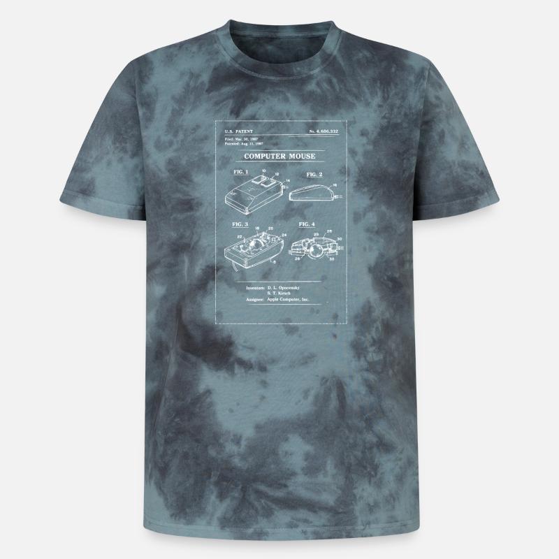 Retro Computer Mouse Blueprint - Unisex Premium Tie-Dye T-Shirt - Black/Blue