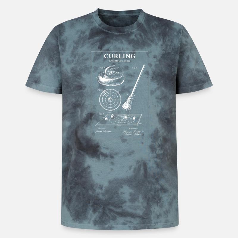 Illustrations de plans de curling - T-shirt tie-dye premium unisexe - noir/bleu