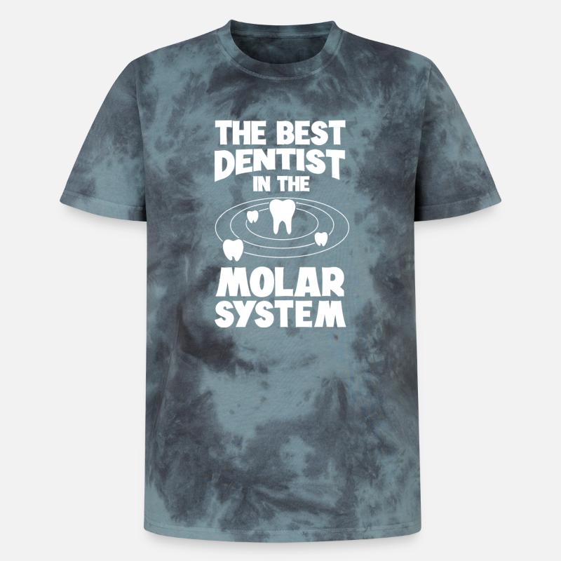 Molar System Dentist Tee - Unisex Premium Tie-Dye T-Shirt - Black/Blue