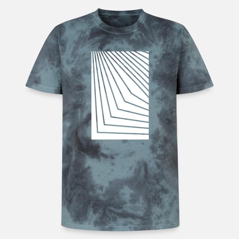 Angular Concentric Lines - Unisex Premium Tie-Dye T-Shirt - Black/Blue