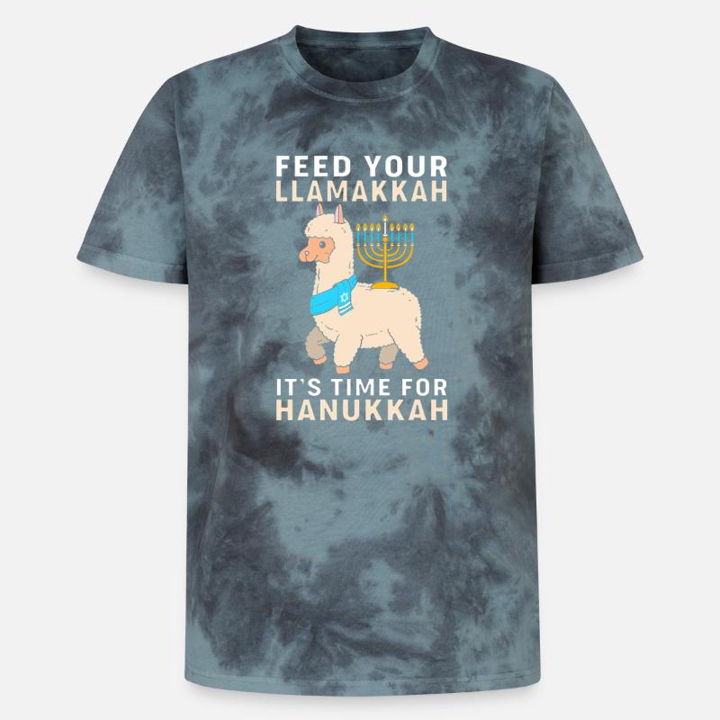 Hanoukka Hanoukka Hanoukka Lama - T-shirt tie-dye premium unisexe - noir/bleu
