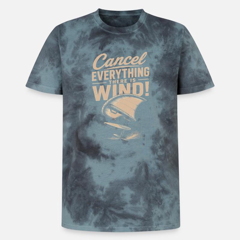 Windstorm Windsurf Statement - Unisex Premium Tie-Dye T-Shirt - Black/Blue