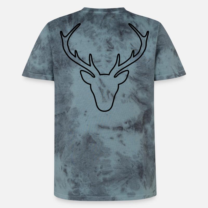 Hirsch Geweih Jäger Jagd Wild Geschenk - Unisex Premium Tie Dye T-Shirt - Schwarz/Blau