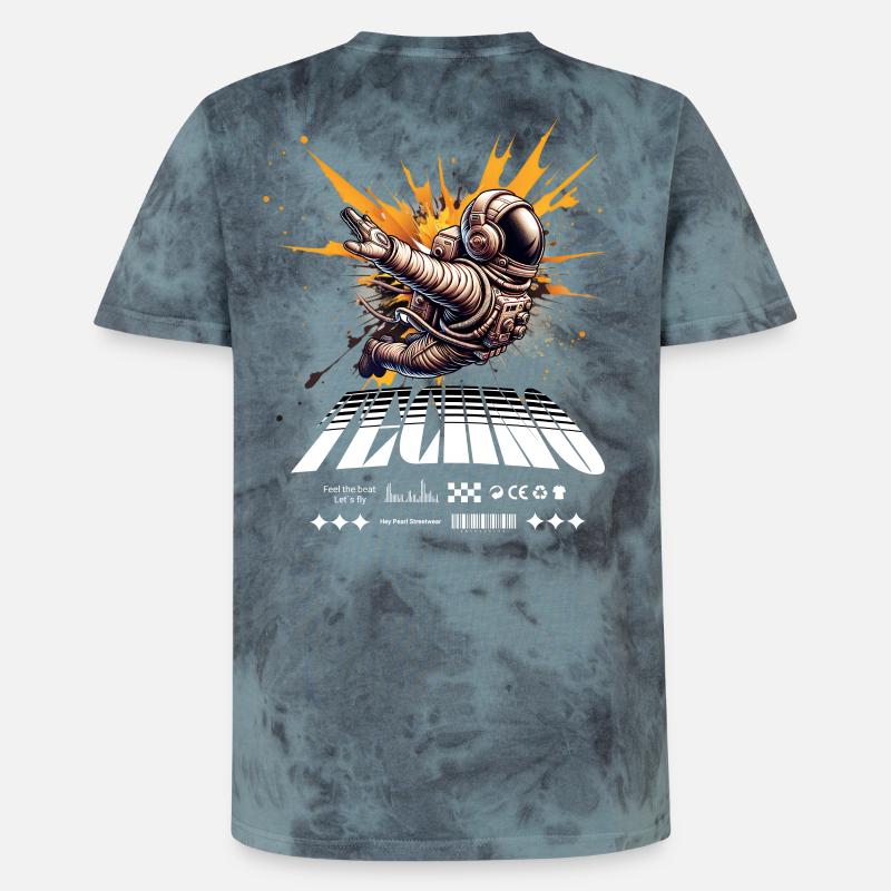 Astronaute en Spray Splash Techno - T-shirt tie-dye premium unisexe - noir/bleu