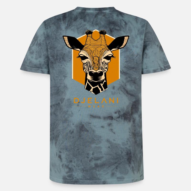 Giraffe Géométrique en Ocre - T-shirt tie-dye premium unisexe - noir/bleu