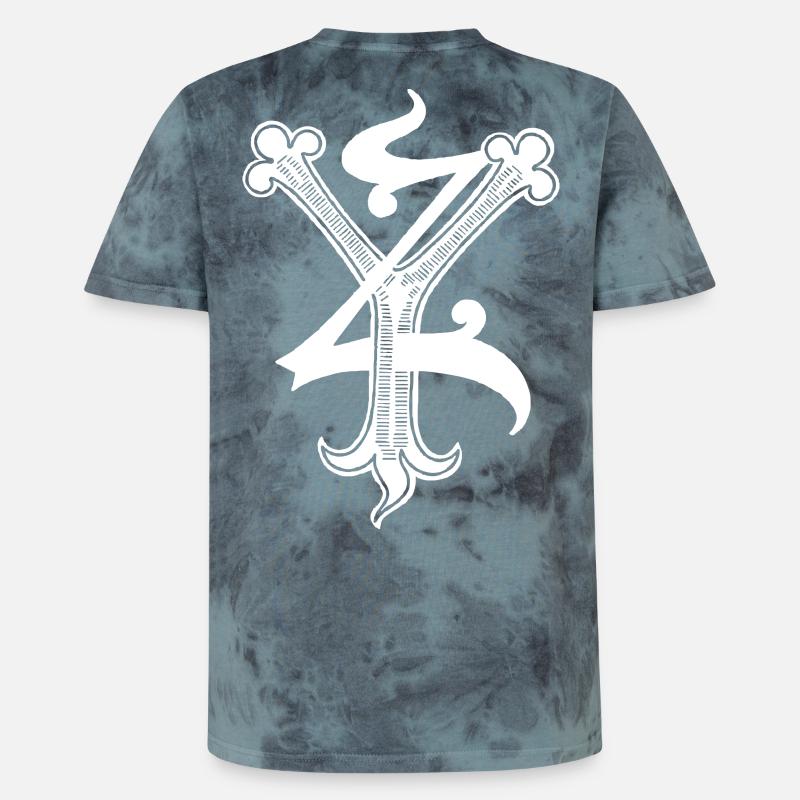 Buchstaben YZ Rapp art - Unisex Premium Tie Dye T-Shirt - Schwarz/Blau