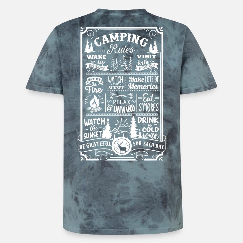 Camping Rules - Unisex Premium Tie Dye T-Shirt - Schwarz/Blau