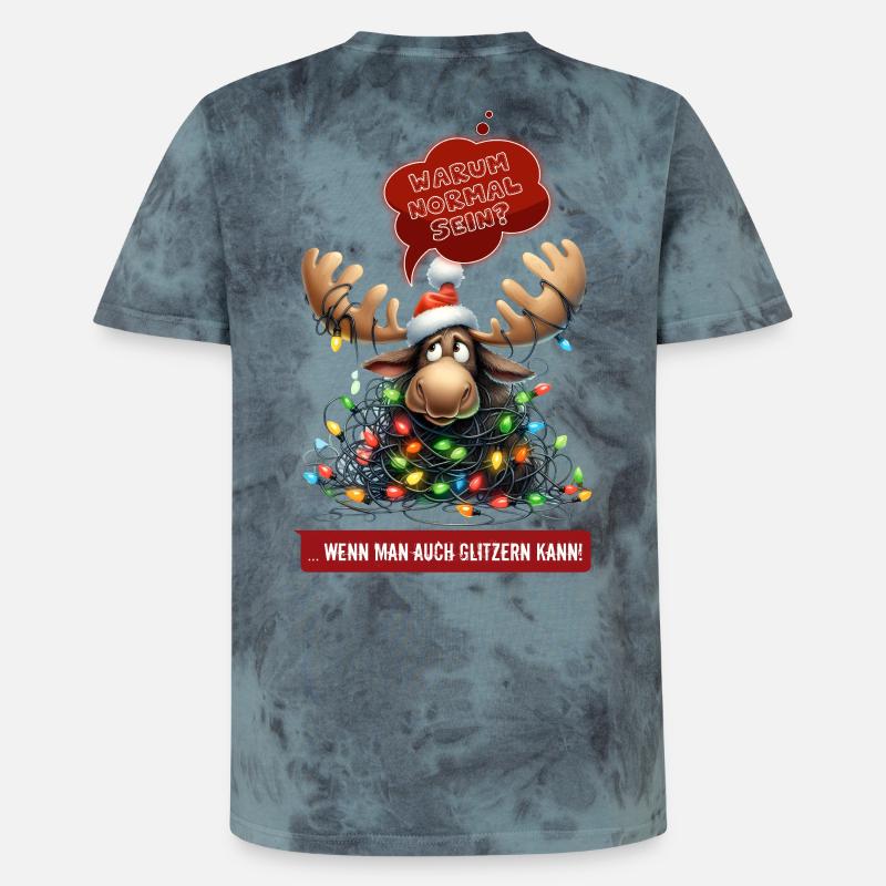 LUSTIGER ELCH | Weihnachtspulli | ugly sweater - Unisex Premium Tie Dye T-Shirt - Schwarz/Blau