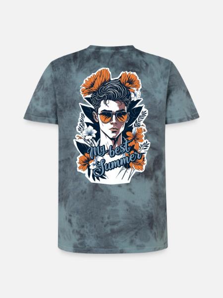 My best summer - Unisex Premium Tie-Dye T-Shirt - Black/Blue