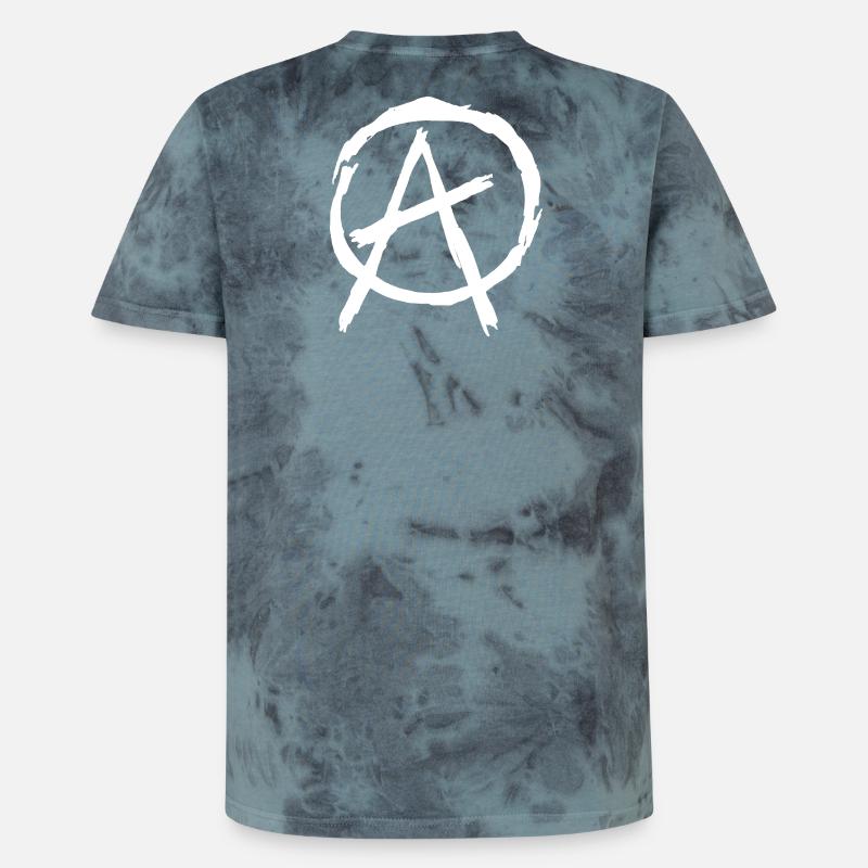 Anarchy Symbol in Circle - White - Unisex Premium Tie-Dye T-Shirt - Black/Blue