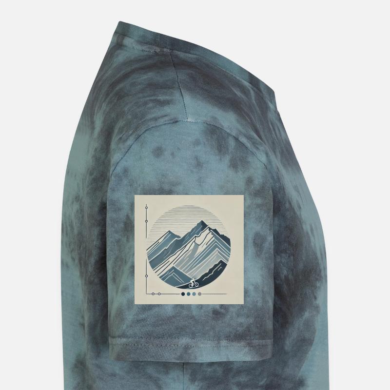 Bergpanorama mit Radfahrer - Unisex Premium Tie Dye T-Shirt - Schwarz/Blau