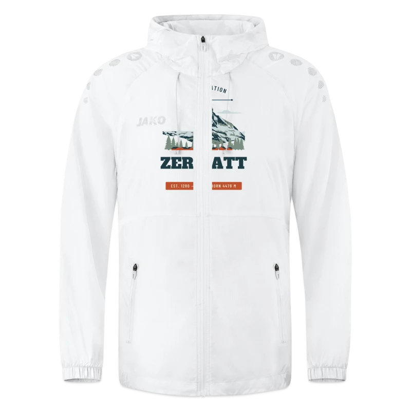 Zermatt badge on a jako lightweight jacket flow