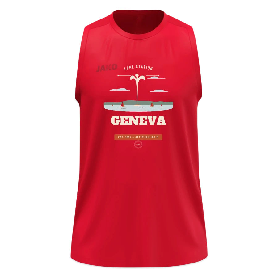 Geneva badge on a jako tanktop light flow, red