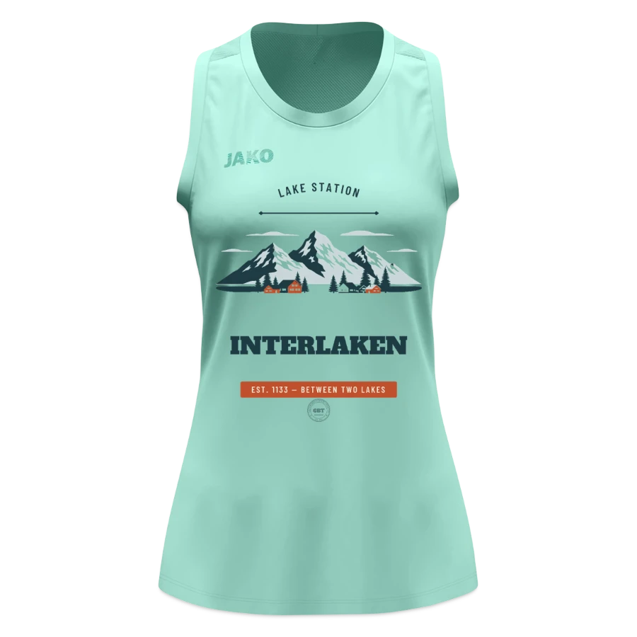 Interlaken badge on a jako women's tank top light flow, mint