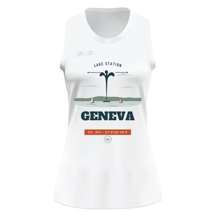 Geneva badge on a jako women's tank top light flow, white