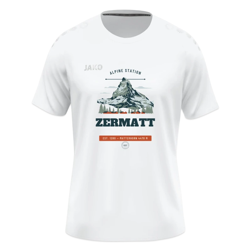 Zermatt badge on a jako t-shirt light flow 