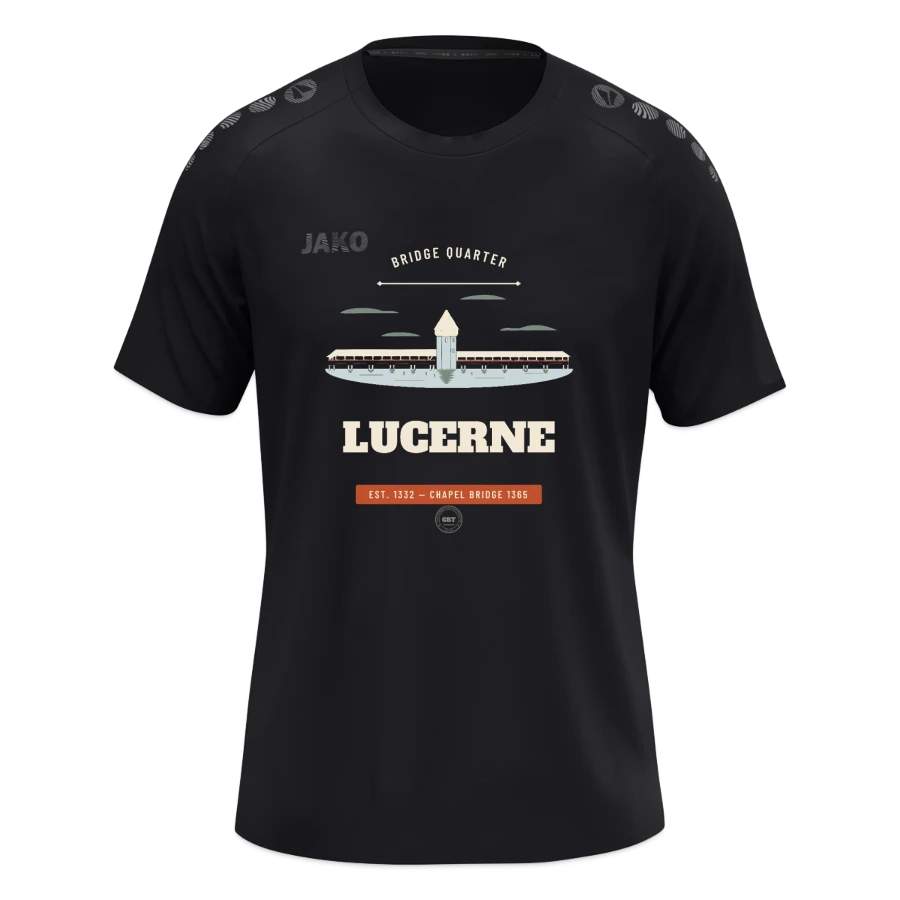 Lucerne-märke på en jako t-shirt light flow , black