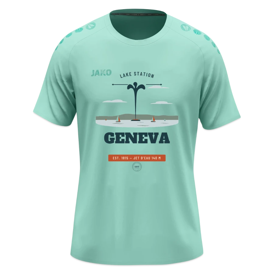 Geneva badge on a jako teenager t-shirt light flow , mint