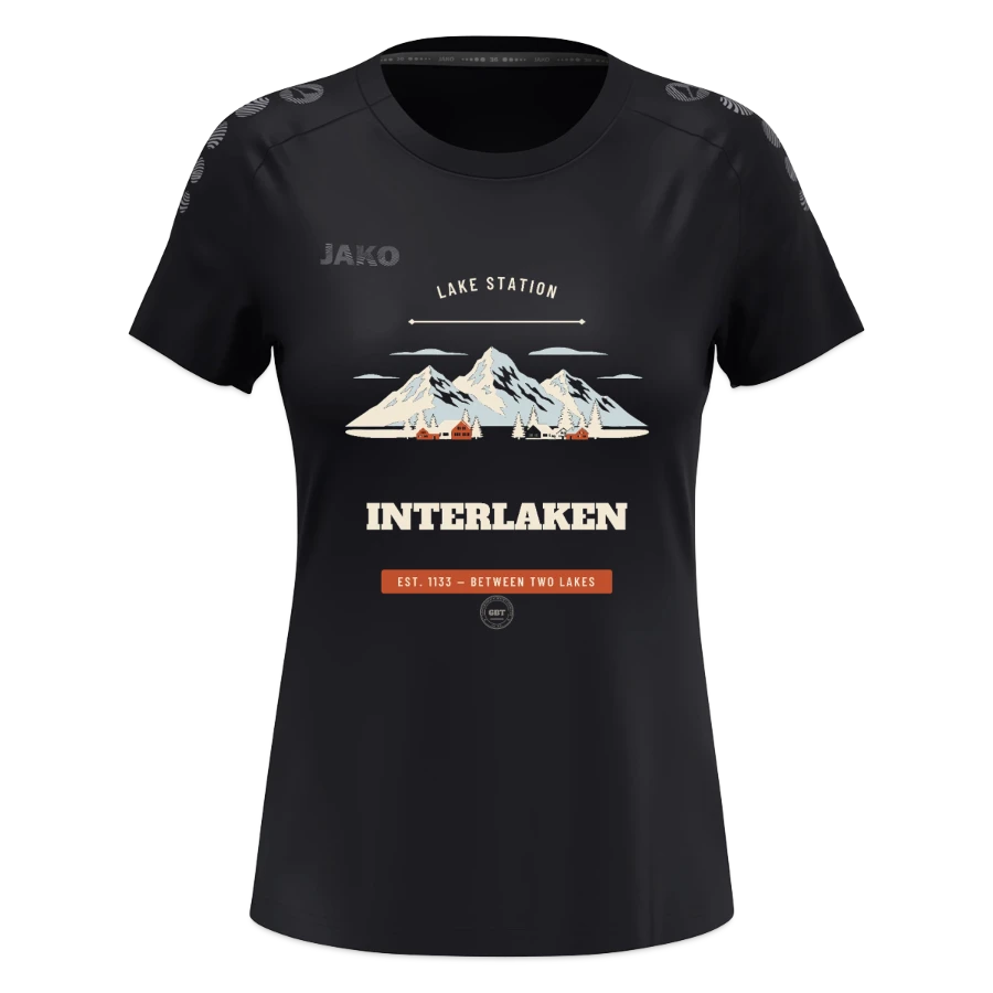 Interlaken badge on a jako women's t-shirt light flow, black