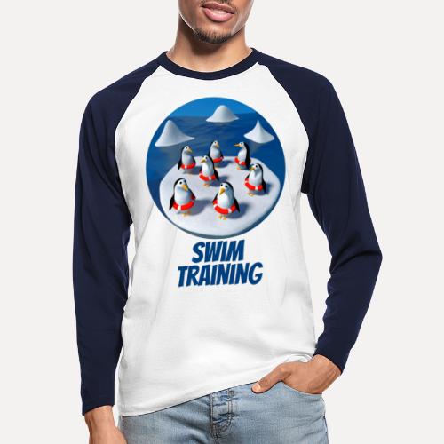Penguins at swimming lessons - Men's Long Sleeve Baseball T-Shirt