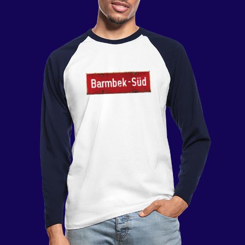 HAMBURG Barmbek Sued Ortsschild rot antik - Männer Baseballshirt langarm