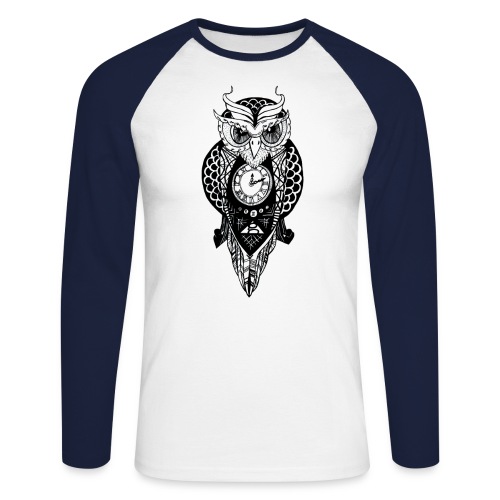 Clock Owl - Men's Long Sleeve Baseball T-Shirt