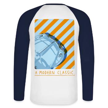 Volkswagen VW T1 Camper Love With VW logo - Unisex Long Sleeve Baseball T-Shirt - white/navy - Back - Nik (191cm)