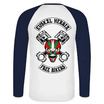 Basques Bikers - T-shirt baseball manches longues Homme - blanc/marine - Dos - Nik (191cm)