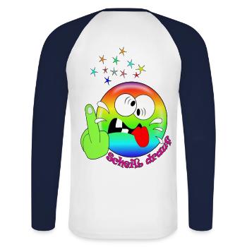 coloré drôle et méchant - T-shirt baseball manches longues Homme - blanc/marine - Dos - Nik (191cm)