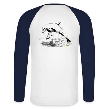 dauphins - T-shirt baseball manches longues Homme - blanc/marine - Dos - Nik (191cm)