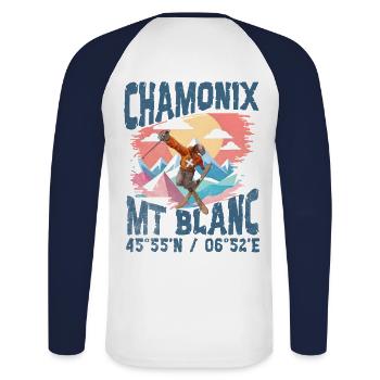 Chamonix free style blc - T-shirt baseball manches longues Homme - blanc/marine - Dos - Nik (191cm)