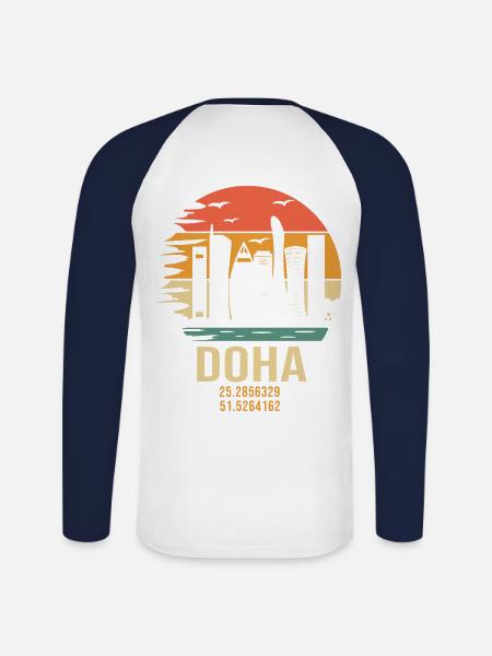 Qatar Doha Doha Qatar - Unisex Long Sleeve Baseball T-Shirt - white/navy
