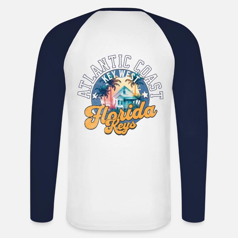 Florida keys Key West - Unisex Baseballshirt langarm - Weiß/Navy