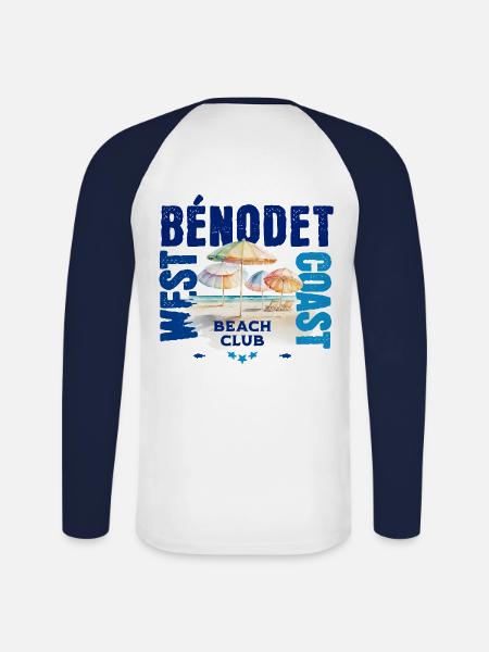 Bénodet Beach club - Unisex Long Sleeve Baseball T-Shirt - white/navy