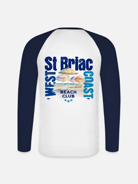 St. Briac Beach Club - Unisex Baseballshirt langarm - Weiß/Navy