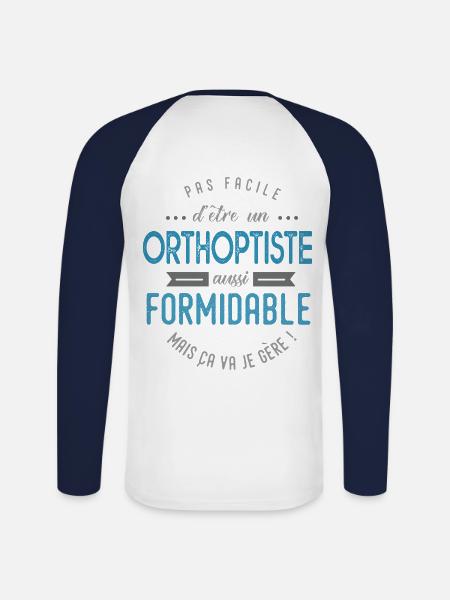orthoptiste formidable - T-shirt baseball manches longues Homme - blanc/marine