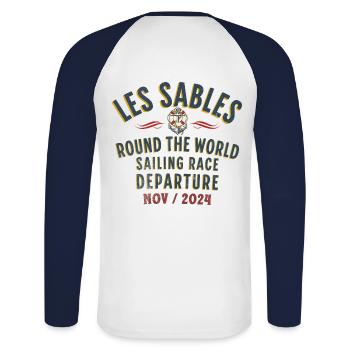 Les Sables round the world sailing race blc - T-shirt baseball manches longues Homme - blanc/marine - Dos - Nik (191cm)