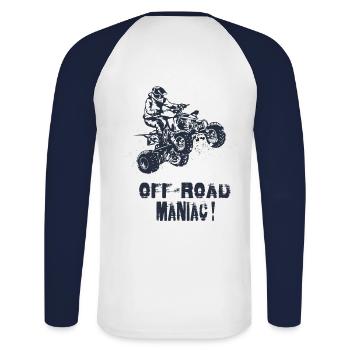 Quad Dirt Bike Off Road - Unisex Long Sleeve Baseball T-Shirt - white/navy - Back - Nik (191cm)