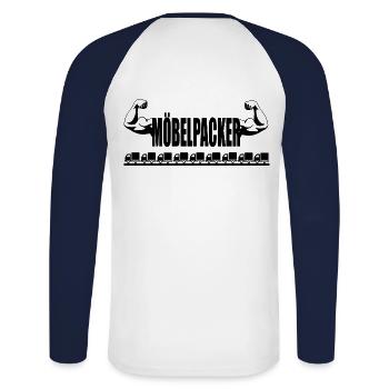 Movers, relocation helper truck shirt gift - Unisex Long Sleeve Baseball T-Shirt - white/navy - Back - Nik (191cm)