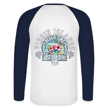 Beach time Virgin islands 2 - Unisex Long Sleeve Baseball T-Shirt - white/navy - Back - Nik (191cm)