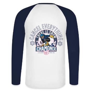 Cancel everything there is snow in Chamonix - T-shirt baseball manches longues Homme - blanc/marine - Dos - Nik (191cm)