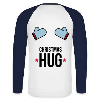 Noël Hug Gants d’hiver Cadeau - T-shirt baseball manches longues Homme - blanc/marine - Dos - Nik (191cm)