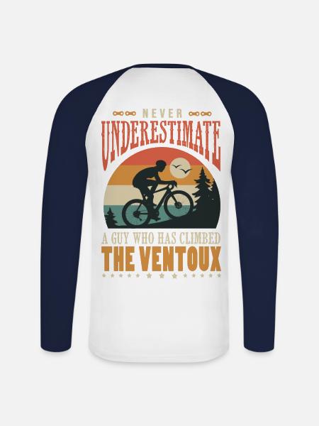 a guy who has climbed the Ventoux velo - T-shirt baseball manches longues Homme - blanc/marine