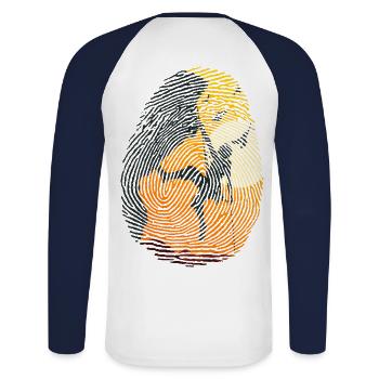 CLIMB climb climb rock climb climb - Unisex Long Sleeve Baseball T-Shirt - white/navy - Back - Nik (191cm)