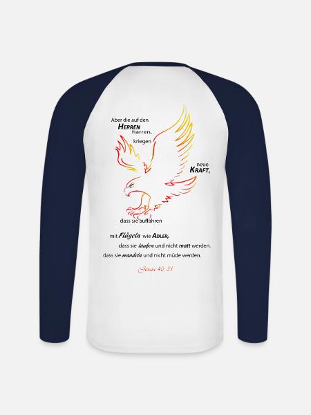 jesaja 40 31 - Unisex Baseballshirt langarm - Weiß/Navy